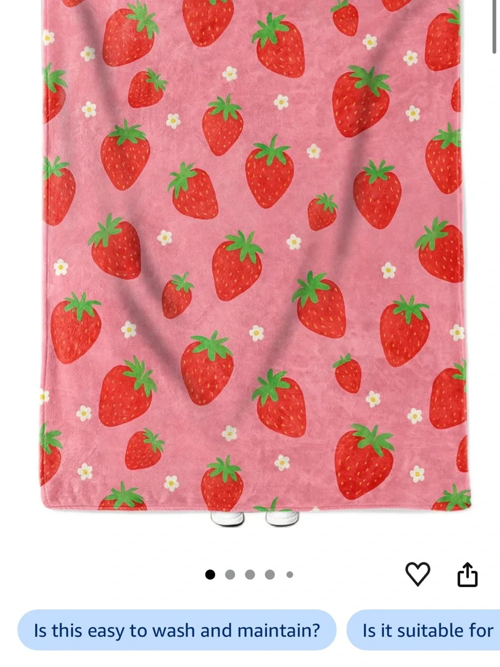Pink Strawberry Print Kids Blanket - Cute Fruit Design